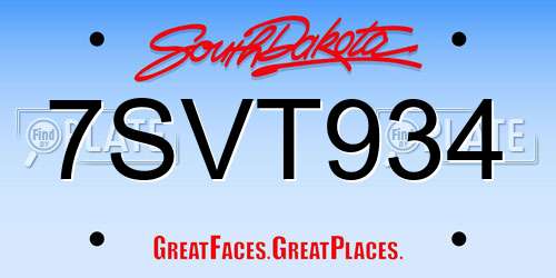 7SVT934 South Dakota License Plate