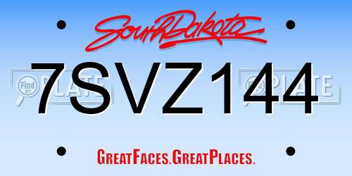 7SVZ144 South Dakota License Plate