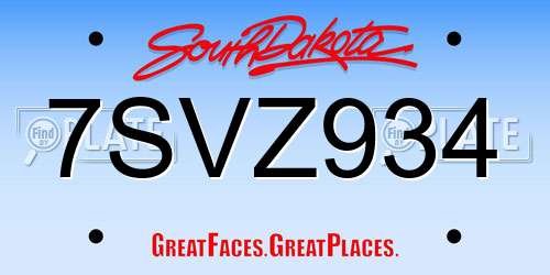 7SVZ934 South Dakota License Plate