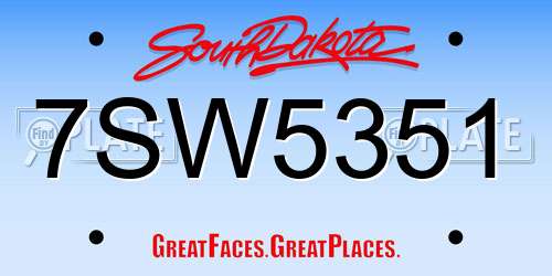 7SW5351 South Dakota License Plate
