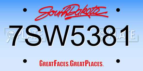 7SW5381 South Dakota License Plate
