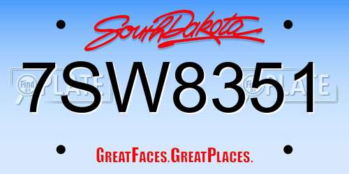 7SW8351 South Dakota License Plate