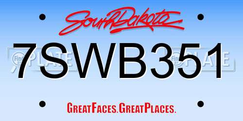 7SWB351 South Dakota License Plate