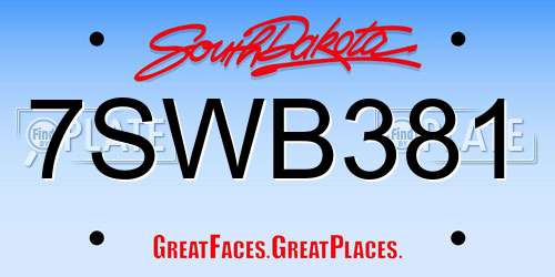 7SWB381 South Dakota License Plate