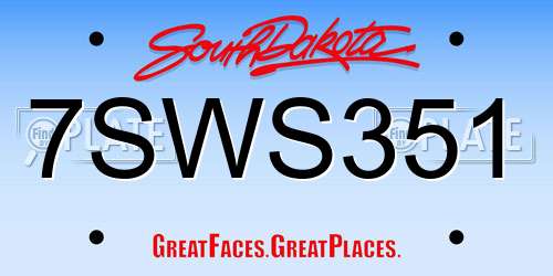 7SWS351 South Dakota License Plate