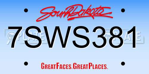 7SWS381 South Dakota License Plate