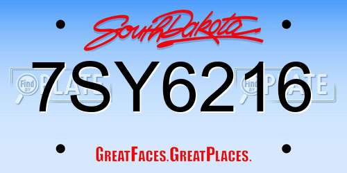 7SY6216 South Dakota License Plate