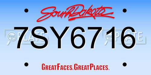 7SY6716 South Dakota License Plate