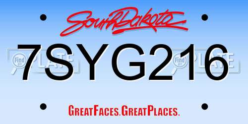 7SYG216 South Dakota License Plate