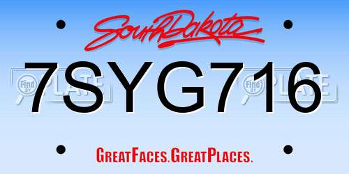 7SYG716 South Dakota License Plate