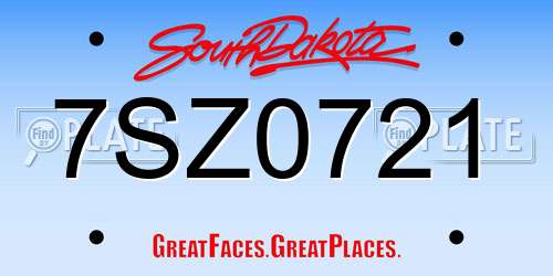 7SZ0721 South Dakota License Plate