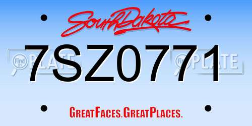 7SZ0771 South Dakota License Plate