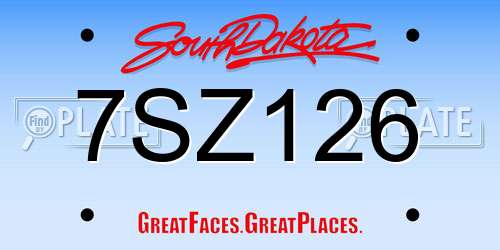 7SZ126 South Dakota License Plate