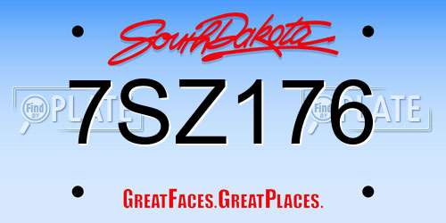 7SZ176 South Dakota License Plate