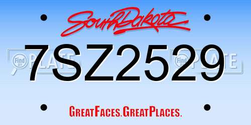 7SZ2529 South Dakota License Plate