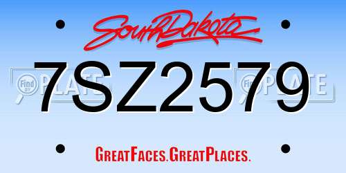 7SZ2579 South Dakota License Plate