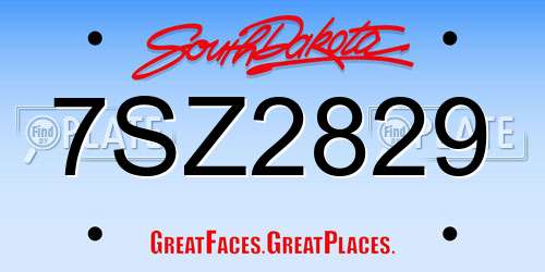7SZ2829 South Dakota License Plate