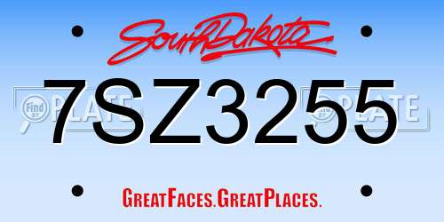 7SZ3255 South Dakota License Plate