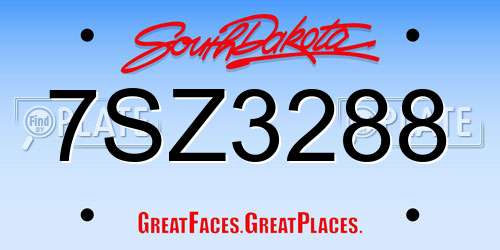 7SZ3288 South Dakota License Plate