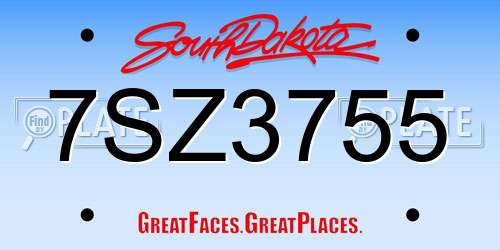 7SZ3755 South Dakota License Plate