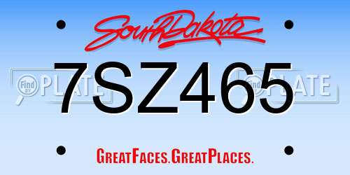 7SZ465 South Dakota License Plate