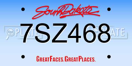 7SZ468 South Dakota License Plate