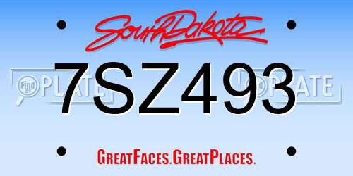 7SZ493 South Dakota License Plate