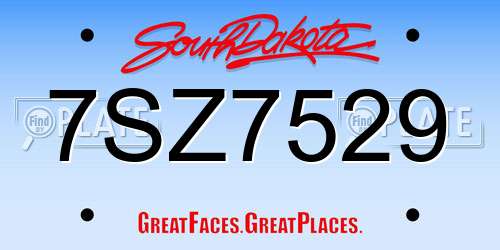 7SZ7529 South Dakota License Plate