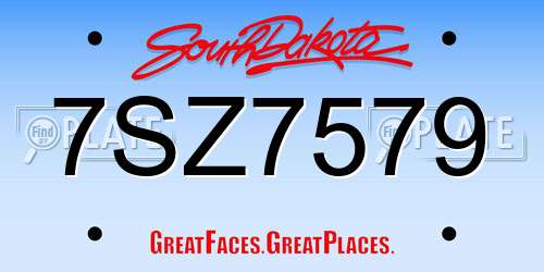 7SZ7579 South Dakota License Plate