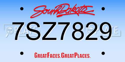 7SZ7829 South Dakota License Plate