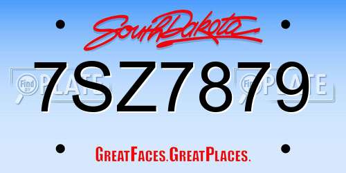 7SZ7879 South Dakota License Plate