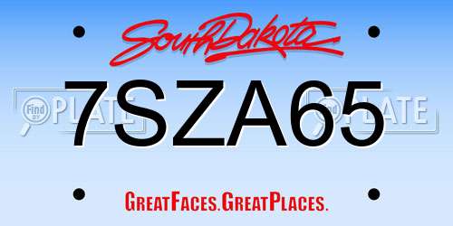 7SZA65 South Dakota License Plate