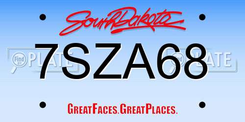 7SZA68 South Dakota License Plate