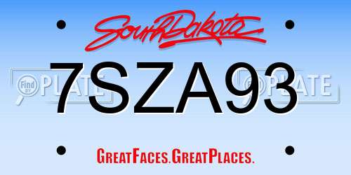 7SZA93 South Dakota License Plate