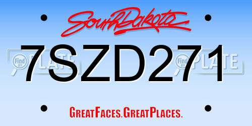 7SZD271 South Dakota License Plate