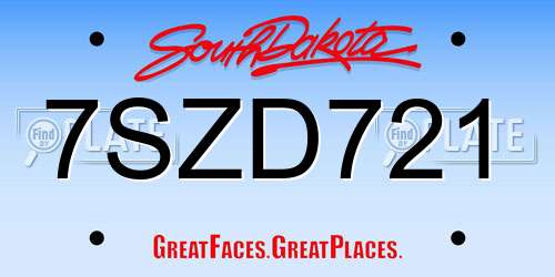 7SZD721 South Dakota License Plate