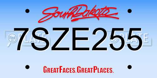 7SZE255 South Dakota License Plate