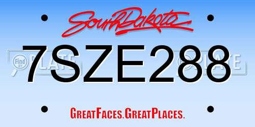 7SZE288 South Dakota License Plate