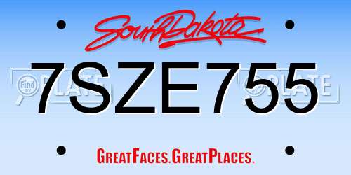 7SZE755 South Dakota License Plate