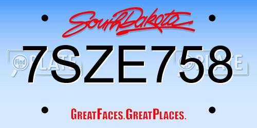7SZE758 South Dakota License Plate
