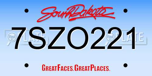 7SZO221 South Dakota License Plate