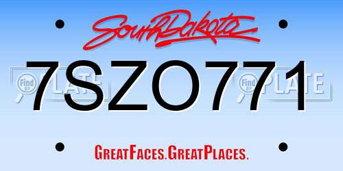 7SZO771 South Dakota License Plate