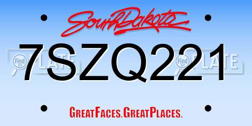 7SZQ221 South Dakota License Plate