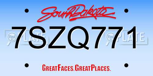 7SZQ771 South Dakota License Plate