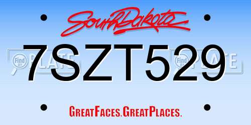 7SZT529 South Dakota License Plate