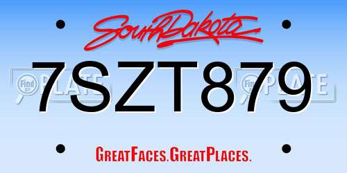 7SZT879 South Dakota License Plate