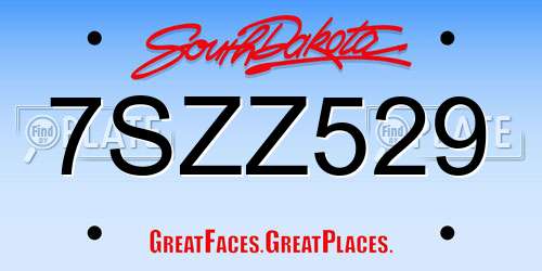 7SZZ529 South Dakota License Plate