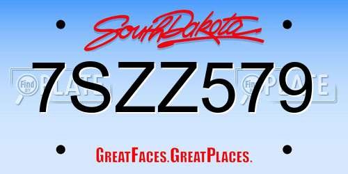 7SZZ579 South Dakota License Plate