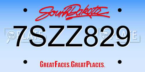 7SZZ829 South Dakota License Plate
