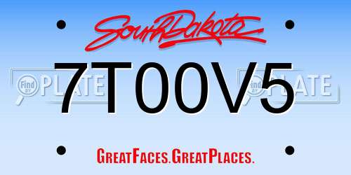 7T00V5 South Dakota License Plate